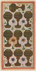 Tio i koppar, faksimil av ett tarotkort från Visconti-däcket, 1441-47 av Bonifacio Bembo